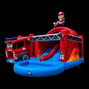 Feuerwehr Hüpfburg Wasserrutsche Rutschbecken